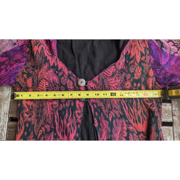 💜Vibrant Bohemian Hooded Coat with Floral Paisley Design - Size M - Picture 10 of 12